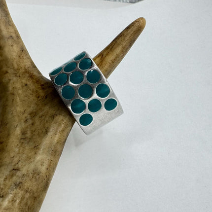Vintage Turquoise Enamel Stacking Promise Ring - 925 Sterling Silver Band Minimalist Jewelry for Prom Wedding or Everyday Ring