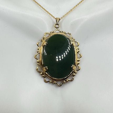 Vintage Jade Gold Filled Necklace - Lucky Every day Greenn Jade