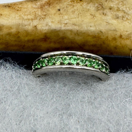 Vintage Silver Ring | Crystal Diamond Green Chrome Diopside Boho Cocktail | Gold 925 Sterling Silver Antique Wedding Band Engagement Ring