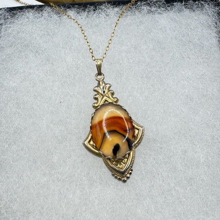 Vintage Red Carnelian Agate Gold Filled Necklace - Lucky Everyday Minimal