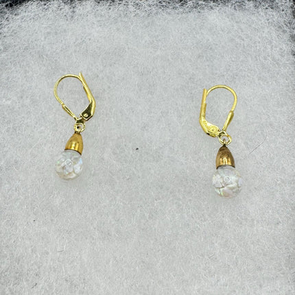 Vintage Opal Earrings | White Fire Floating Opal lever back dangle Gold Filled