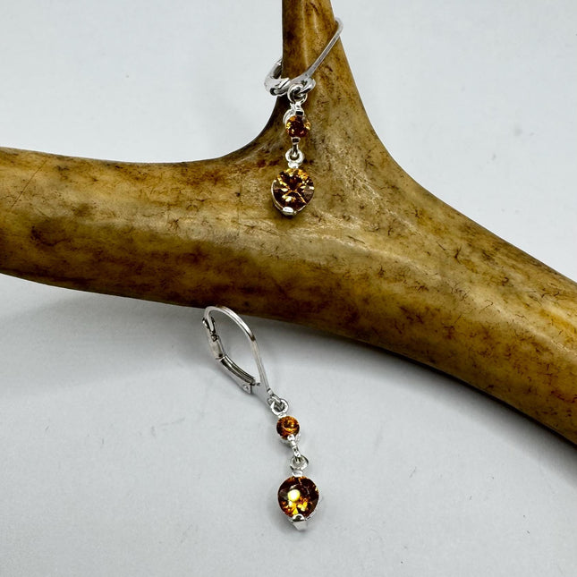 Vintage Orange Citrine Silver Earrings | 925 sterling Silver Lever Backs