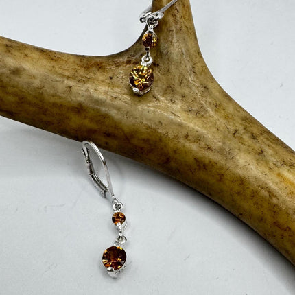 Vintage Orange Citrine Silver Earrings | 925 sterling Silver Lever Backs