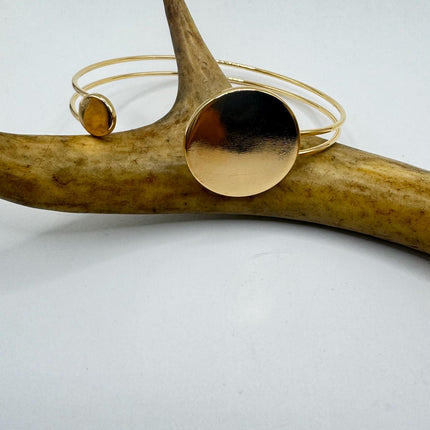 Vintage Modern Gold Bracelet 9k Gold Filled | Unique Gift Statement Bangle Bracelet