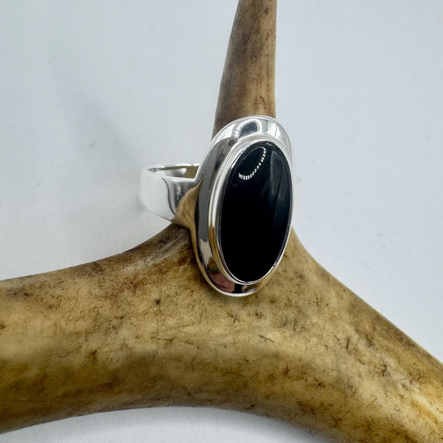 Vintage Black Onyx Cocktail Ring 925 Sterling Silver Band Deco Antique Cocktail Statement ring