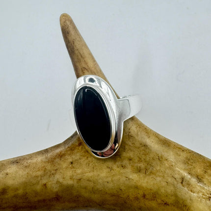 Vintage Black Onyx Cocktail Ring 925 Sterling Silver Band Deco Antique Cocktail Statement ring