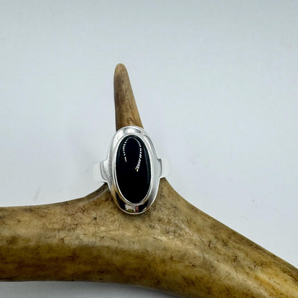 Vintage Black Onyx Cocktail Ring 925 Sterling Silver Band Deco Antique Cocktail Statement ring