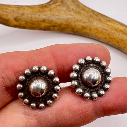 Vintage Silver Clip-On Earrings 925 Sterling Silver Hand Made Elijah Collection