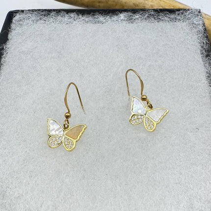 Vintage Silver Earring Ruby Cubic Zirconia Butterfly Simple Minimal Hoops Earrings
