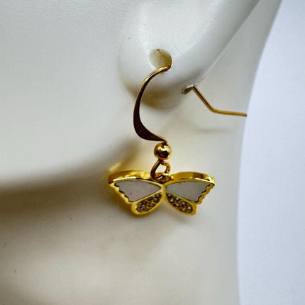 Vintage Silver Earring Ruby Cubic Zirconia Butterfly Simple Minimal Hoops Earrings