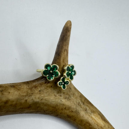 Vintage Red Flower Silver Ring | Red Ruby Boho Cocktail | 925 Sterling Silver Antique Wedding Band Engagement Ring Adjustable