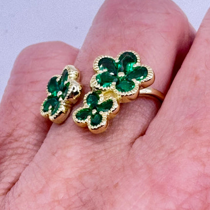 Vintage Red Flower Silver Ring | Red Ruby Boho Cocktail | 925 Sterling Silver Antique Wedding Band Engagement Ring Adjustable