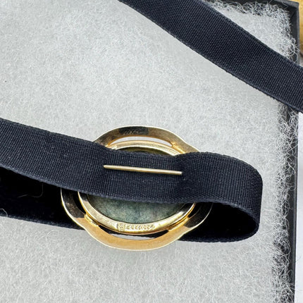 Vintage Green Jade Brooch Pin - Gold Filled with Velvet Choker - Small Lucky Jade Design