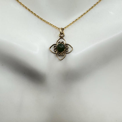 Vintage Tiny Jade Gold Filled Necklace - Lucky Every day Greenn Jade