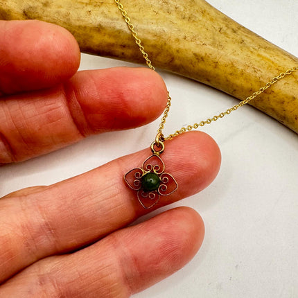 Vintage Tiny Jade Gold Filled Necklace - Lucky Every day Greenn Jade