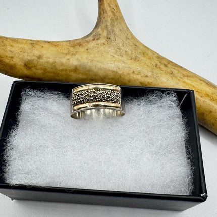Vintage Silver 14K Gold Boho Cocktail Ring 925 Sterling Antique Wedding Engagement Band | Elijah collection