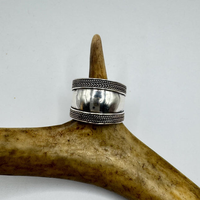 Vintage Silver Boho Cocktail Ring 925 Sterling Antique Wedding Engagement Band | Elijah collection