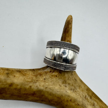 Vintage Silver Boho Cocktail Ring 925 Sterling Antique Wedding Engagement Band | Elijah collection