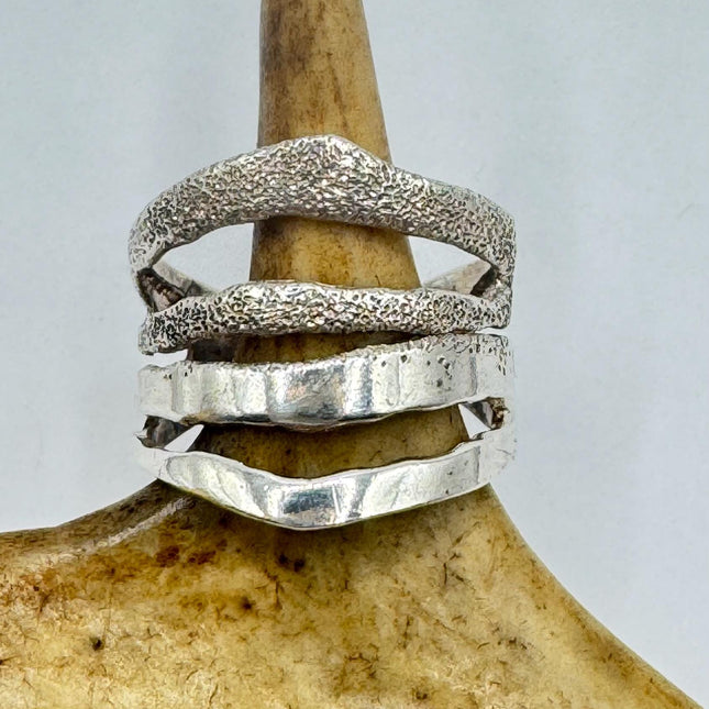 Vintage Silver Boho Cocktail Ring 925 Sterling Antique Wedding Engagement Band | Elijah collection