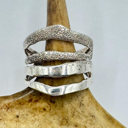 Vintage Silver Boho Cocktail Ring 925 Sterling Antique Wedding Engagement Band | Elijah collection