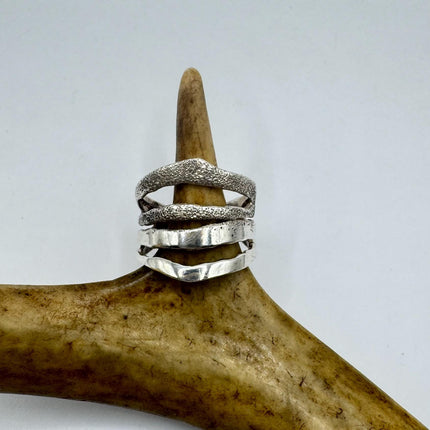 Vintage Silver Boho Cocktail Ring 925 Sterling Antique Wedding Engagement Band | Elijah collection