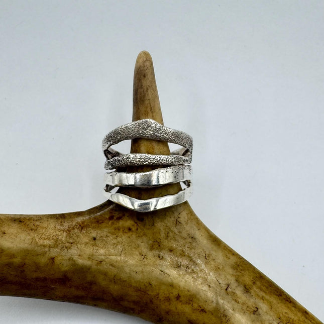 Vintage Silver Boho Cocktail Ring 925 Sterling Antique Wedding Engagement Band | Elijah collection