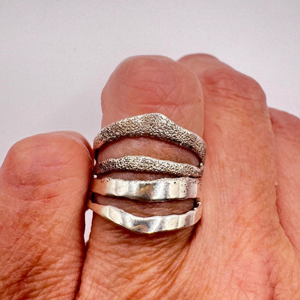 Vintage Silver Boho Cocktail Ring 925 Sterling Antique Wedding Engagement Band | Elijah collection