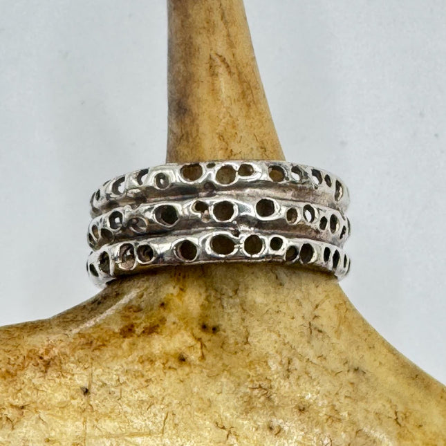 Vintage Silver Boho Cocktail Ring 925 Sterling Antique Wedding Engagement Band | Elijah collection