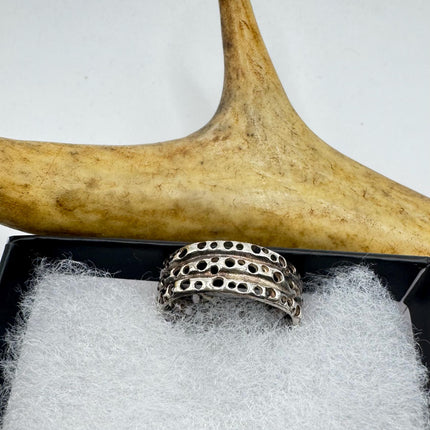 Vintage Silver Boho Cocktail Ring 925 Sterling Antique Wedding Engagement Band | Elijah collection