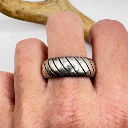 Vintage Silver Boho Cocktail Ring 925 Sterling Antique Wedding Engagement Band | Elijah collection