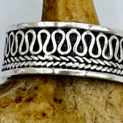 Vintage Silver Boho Cocktail Ring 925 Sterling Antique Wedding Engagement Band | Elijah collection