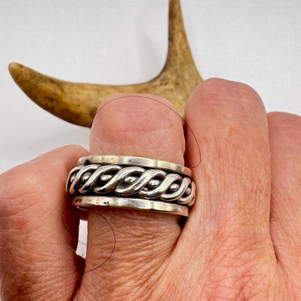 Vintage Silver Boho Cocktail Ring 925 Sterling Antique Wedding Engagement Band | Elijah collection