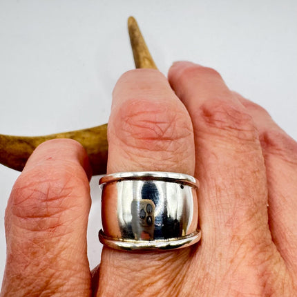 Vintage Silver Boho Cocktail Ring 925 Sterling Antique Wedding Engagement Band | Elijah collection
