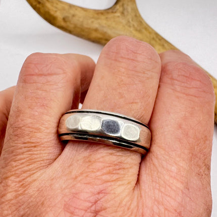 Vintage Silver Boho Cocktail Ring 925 Sterling Antique Wedding Engagement Band | Elijah collection