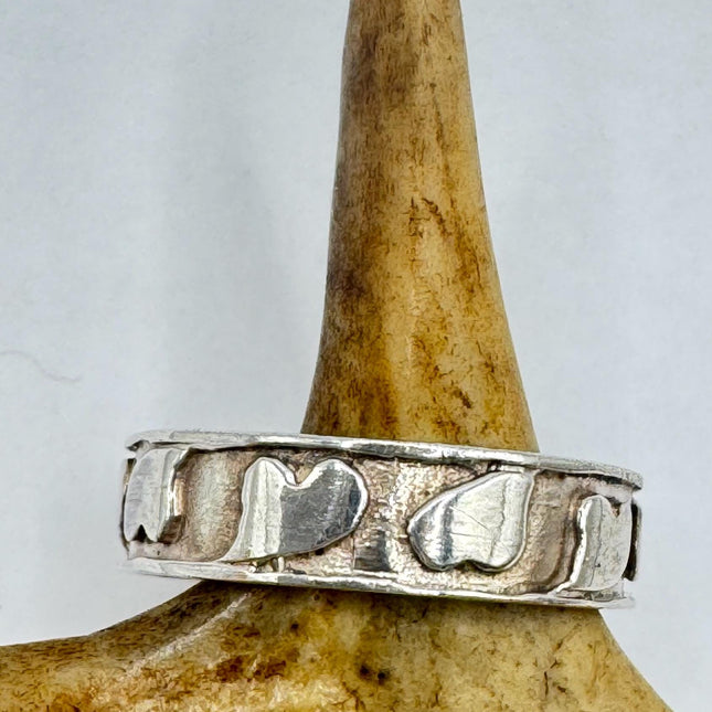 Vintage Silver Heart Boho Cocktail Ring 925 Sterling Antique Wedding Engagement Band | Elijah collection
