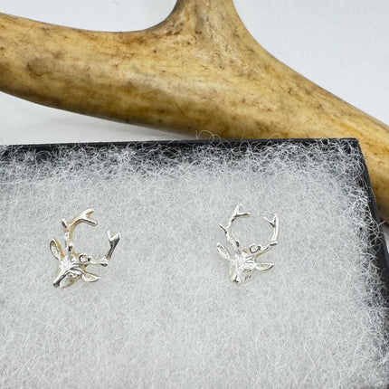 Vintage Silver Deer Stag Earrings