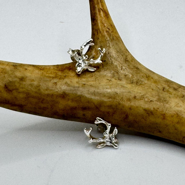 Vintage Silver Deer Stag Earrings