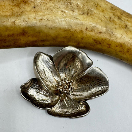 Vintage Dogwood Flower Brooch Pin | Deco Sterling Silver Pin Brooch