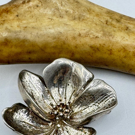 Vintage Dogwood Flower Brooch Pin | Deco Sterling Silver Pin Brooch