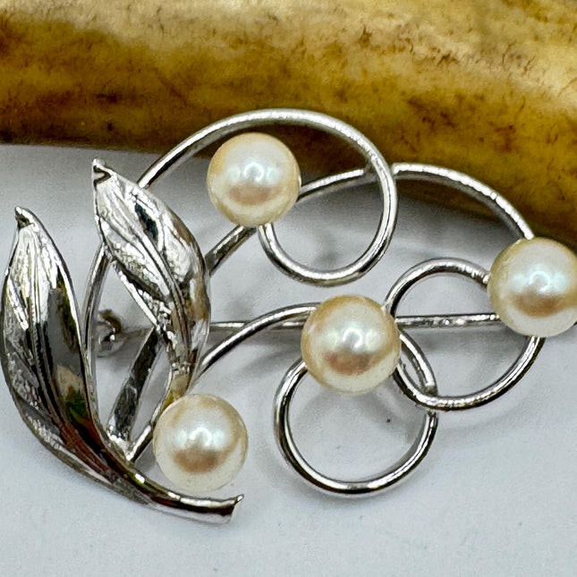 Vintage Dogwood Flower Brooch Pin | Deco Sterling Silver Pin Brooch