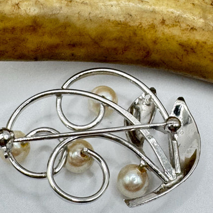 Vintage Dogwood Flower Brooch Pin | Deco Sterling Silver Pin Brooch
