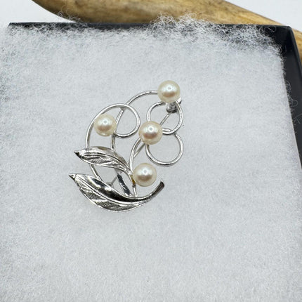 Vintage Dogwood Flower Brooch Pin | Deco Sterling Silver Pin Brooch