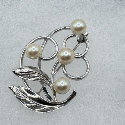 Vintage Dogwood Flower Brooch Pin | Deco Sterling Silver Pin Brooch