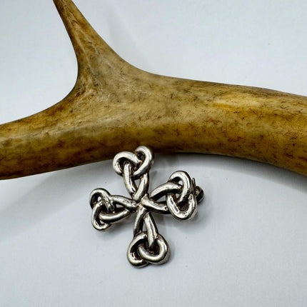Vintage Filigree Celtic Cross Brooch Pin | Deco Sterling Silver Pin Brooch