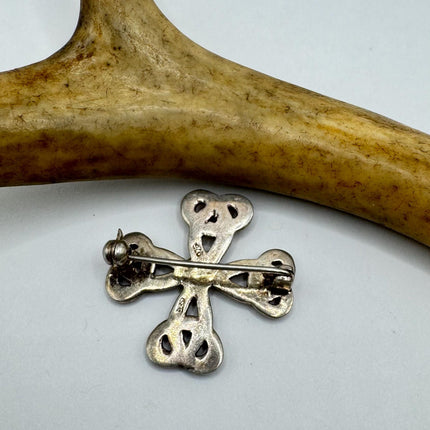 Vintage Filigree Celtic Cross Brooch Pin | Deco Sterling Silver Pin Brooch
