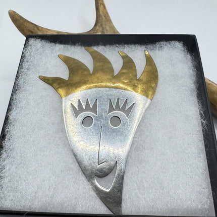 Vintage Flaming New Wave Retro Brooch Pin | Deco Sterling Silver Pin Brooch