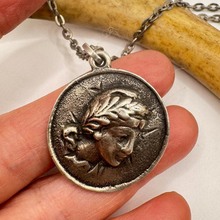 Vintage Roman coin Brooch Pin | Deco Sterling Silver Pin Brooch necklace