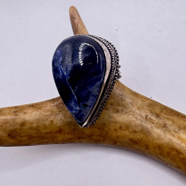 Vintage Boho Blue lapis lazuli Ring Band chunky cocktail ring
