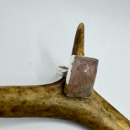 Vintage Silver Bronze Boho Ring | Rose Quartz | Unique Gift Statement Ring