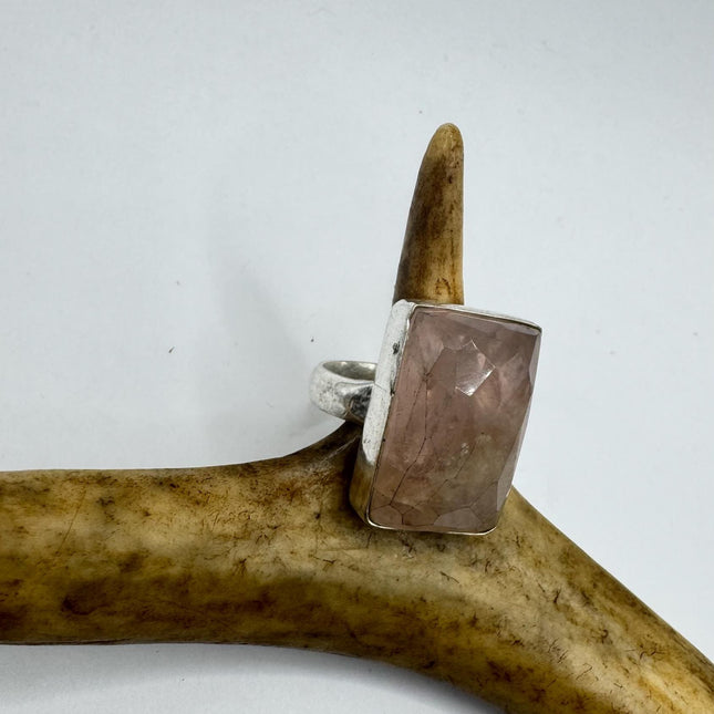 Vintage Silver Bronze Boho Ring | Rose Quartz | Unique Gift Statement Ring